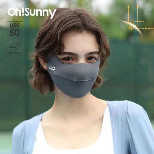 OhSunny Sun Protection Face Mask UPF 50+ Summer Outdoor Anti-UV Quick Dry Open Nose Masks Breathable Facial Mouth Cover