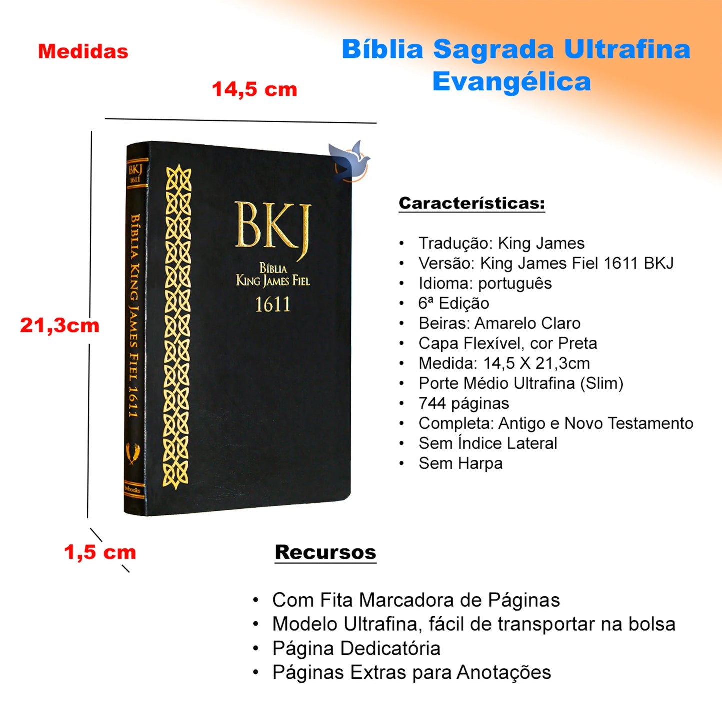 Bible King James BKJ 1611 Ultrafine Slim Black