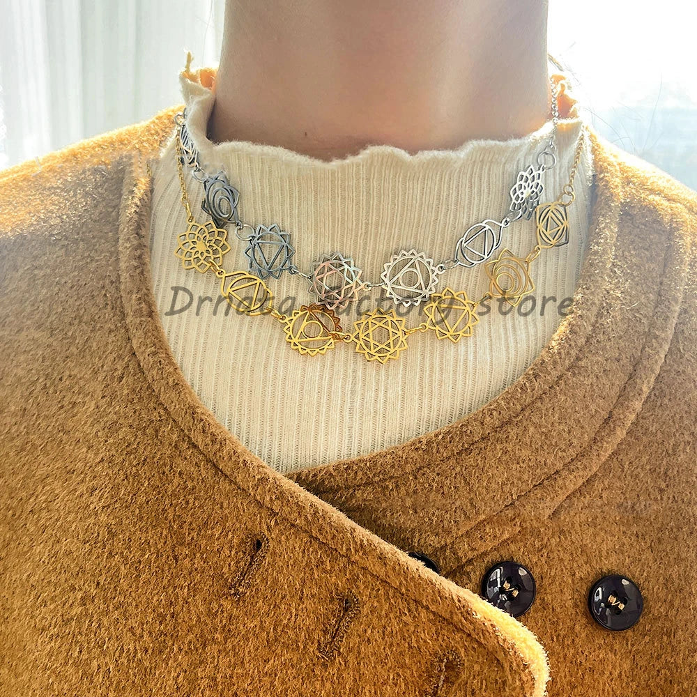 Stainless steel hollow out long charm pendant for women ladies girls sliver gold color clavicle chain necklace personality jewel