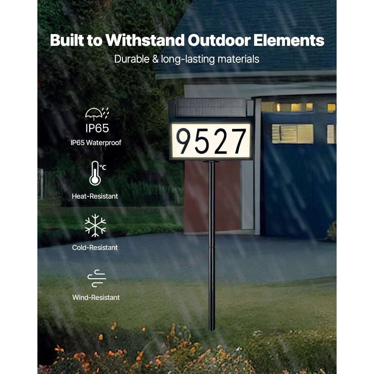 Stable Waterproof Solar LED House Address Signs Illuminated Yard Street Numbers for Home Premium Outdoor LED Illuminated Sign