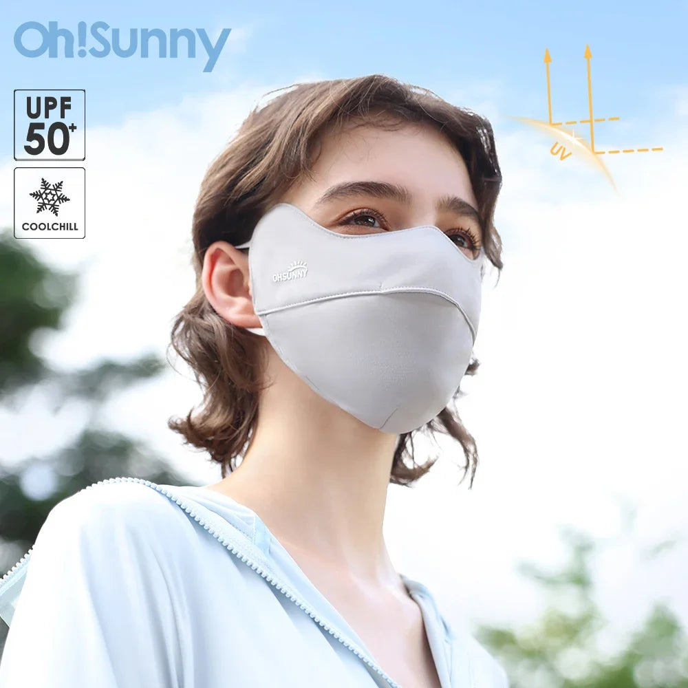 OhSunny Sun Protection Face Mask UPF 50+ Summer Outdoor Anti-UV Quick Dry Open Nose Masks Breathable Facial Mouth Cover