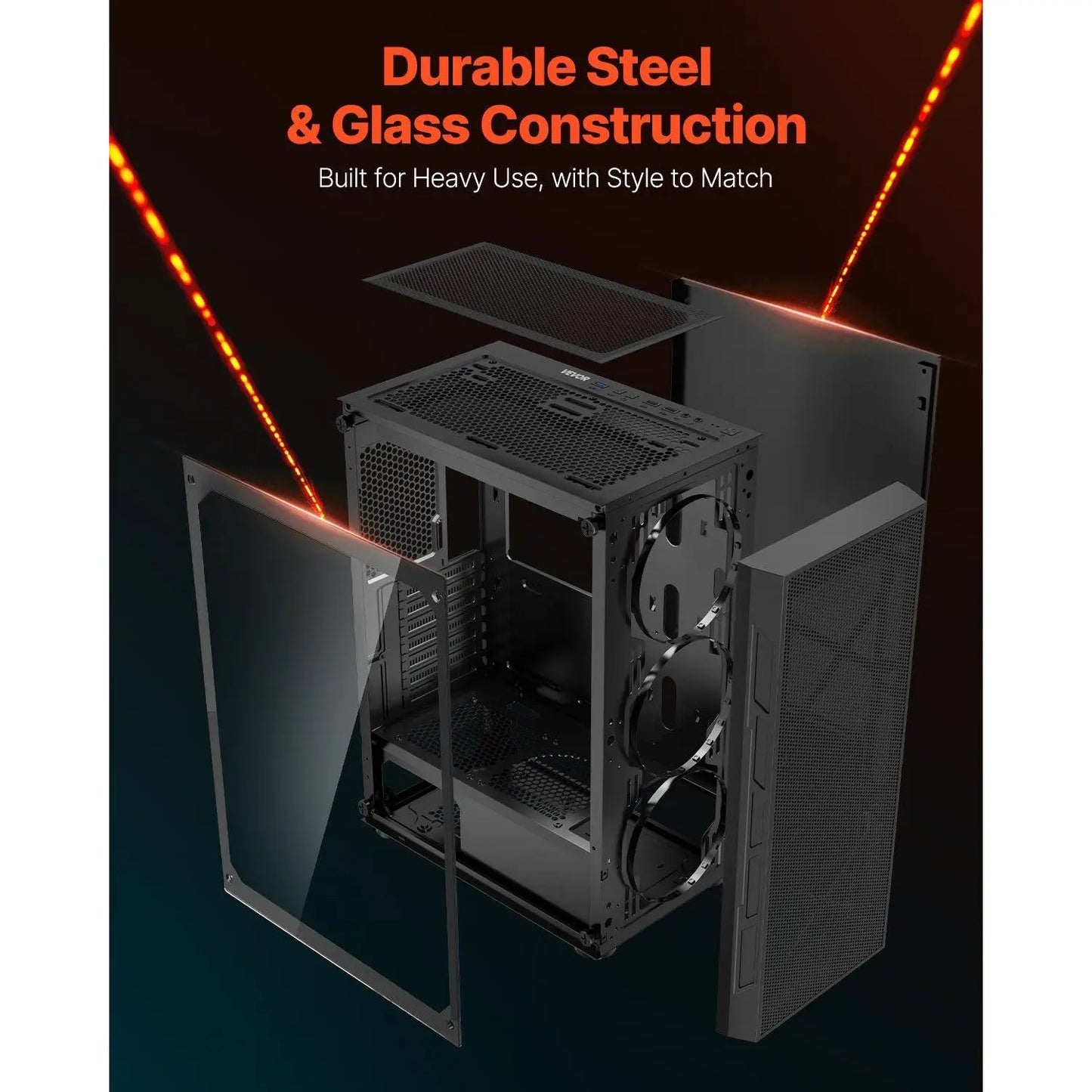 Mid-Tower PC Gaming Case with 3 X 120 mm ARGB Fans Compatible for ATX Motherboard for Computer Users