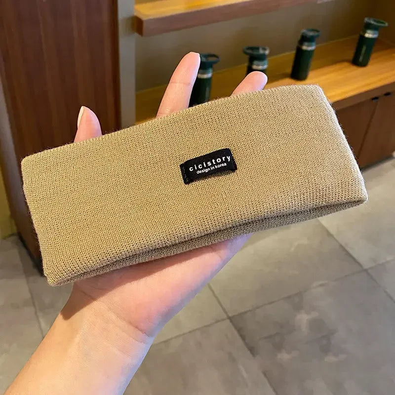 Knitted Headband Headwear Warm Thicken Wide-brim Woolen Headband Hair Accessories Hair Band Hair Band Face Wash Sports Hair Band