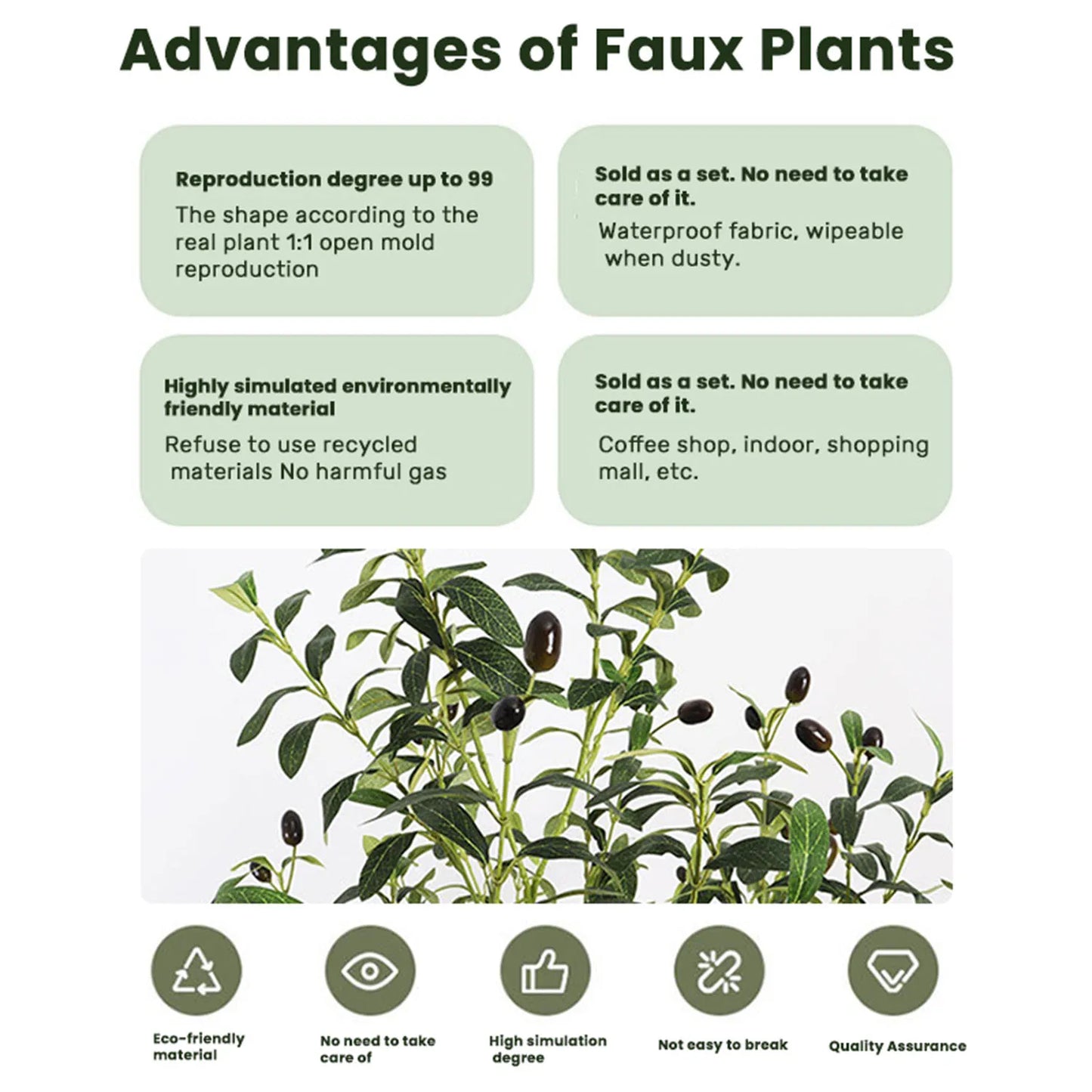 Realistic Artificial Olive Tree, Lifelike Faux Olive Plant for Home, Office, Garden Décor