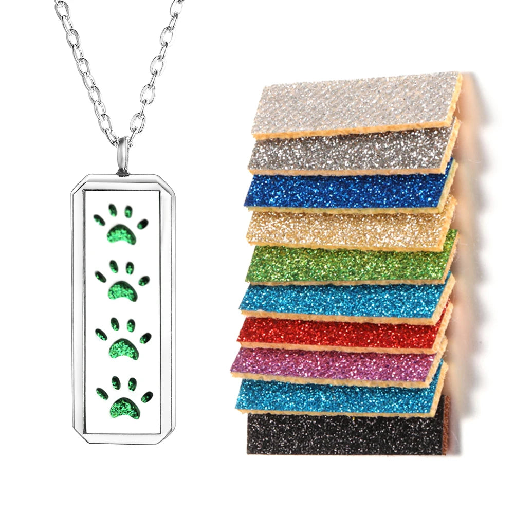 Rectangle Pendant Stainless Steel Magnetic Perfume Necklace Aromatherapy Essential Oil Diffuser Locket Fashion Necklace Jewelry