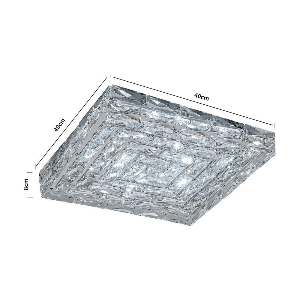 KOMORE Elegant Crystal Round & Square Ceiling Light for Living Room, Bedroom, Kitchen