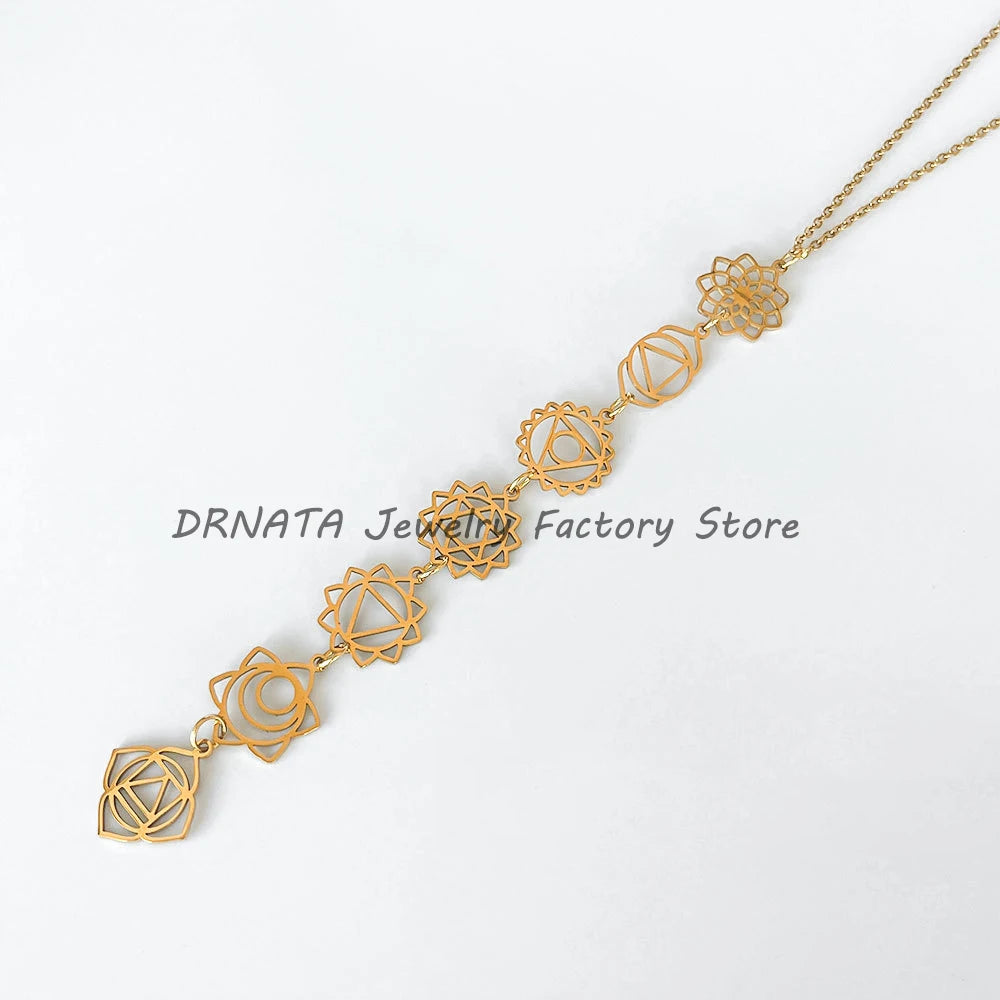 Stainless steel hollow out long charm pendant for women ladies girls sliver gold color clavicle chain necklace personality jewel