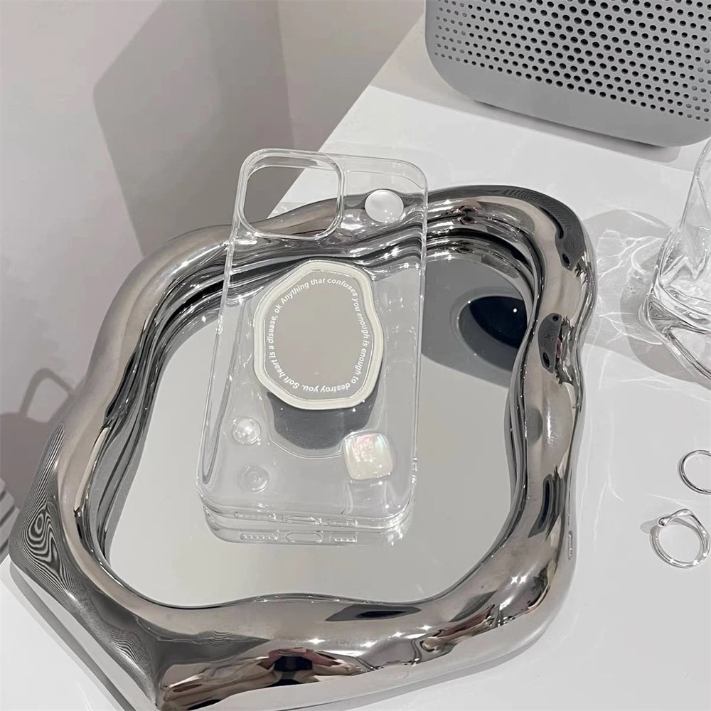 Irregular 3D Metal Make Up Mirror Grip Tok Griptok Korean Phone Holder Ring For iPhone Universal Accessories Phone Stand Bracket