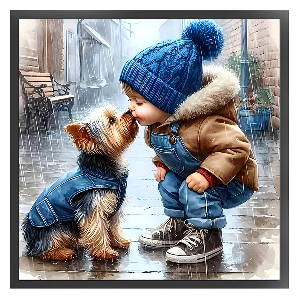 Full Embroidery Eco-cotton Thread 11CT Printed Boy Cross Stitch Kit Art 40x40cm