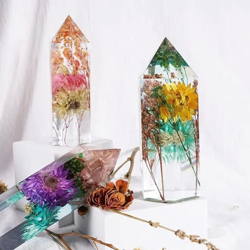 Crystal Resin Molds Hexagonal Cone Centrum Cuboid Molds Silicone Resin Mold, Cube Resin Mold for Jewelry Making Handcrafts DIY T