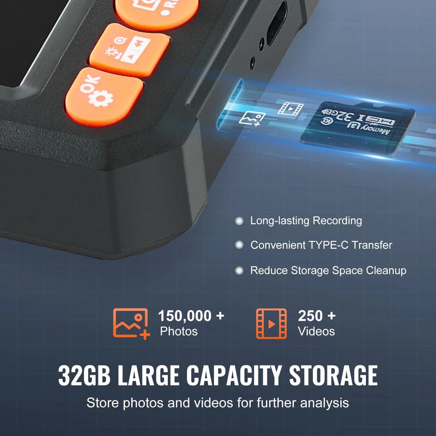 Dual Lens Borescope Endoscope Camera with Lights 16.4FT Cable & 4.3' Screen for Cars & Vehicles