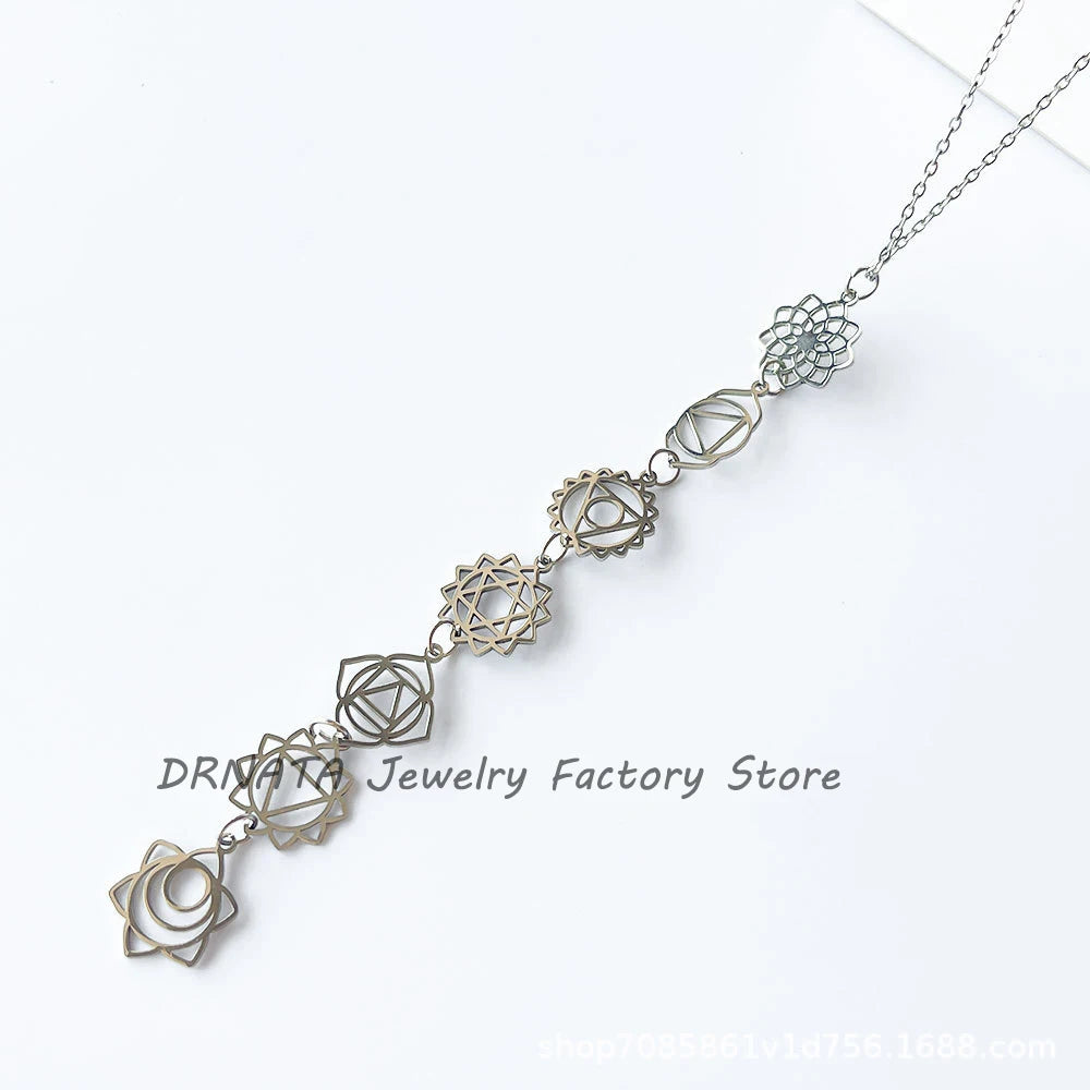 Stainless steel hollow out long charm pendant for women ladies girls sliver gold color clavicle chain necklace personality jewel