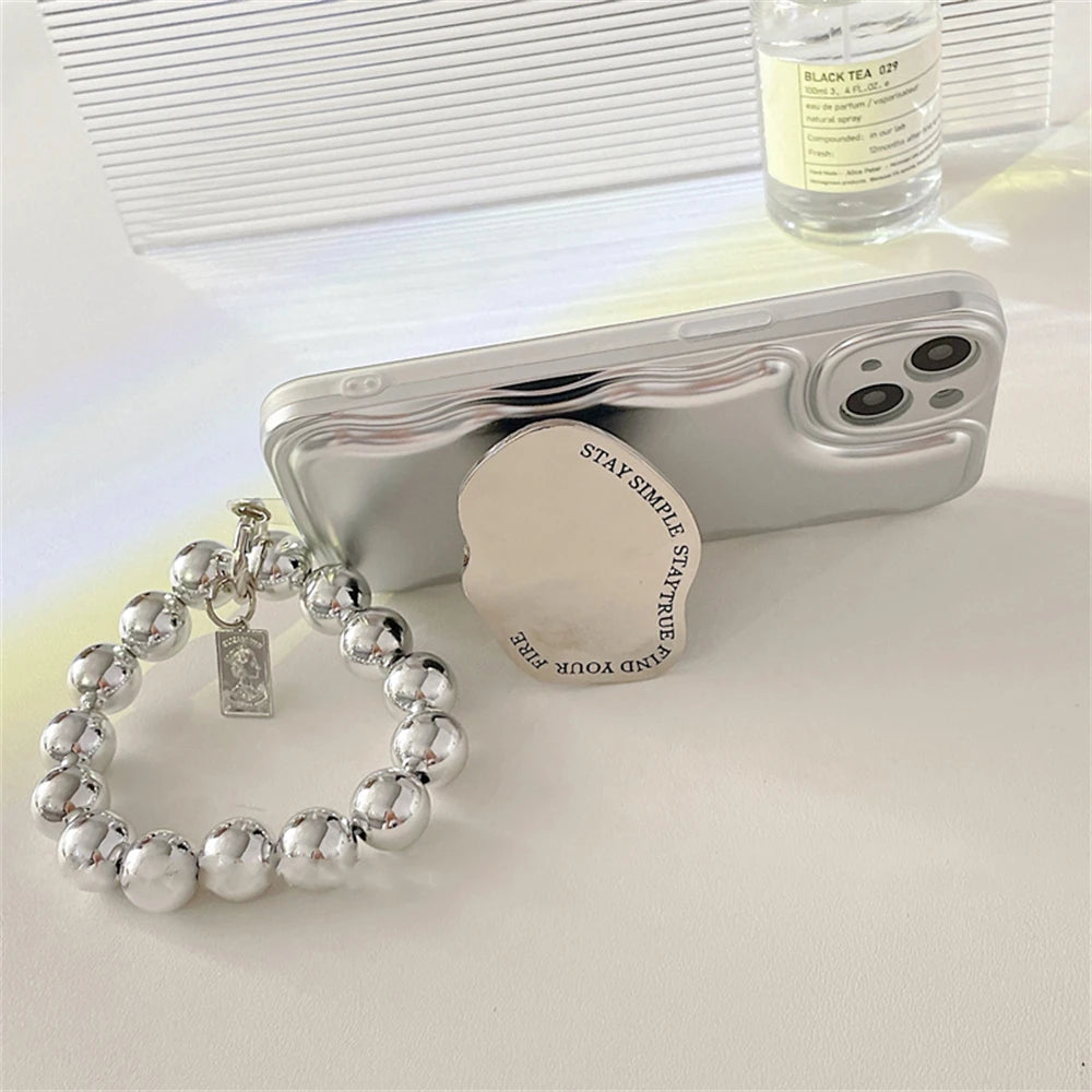 Irregular 3D Metal Make Up Mirror Grip Tok Griptok Korean Phone Holder Ring For iPhone Universal Accessories Phone Stand Bracket