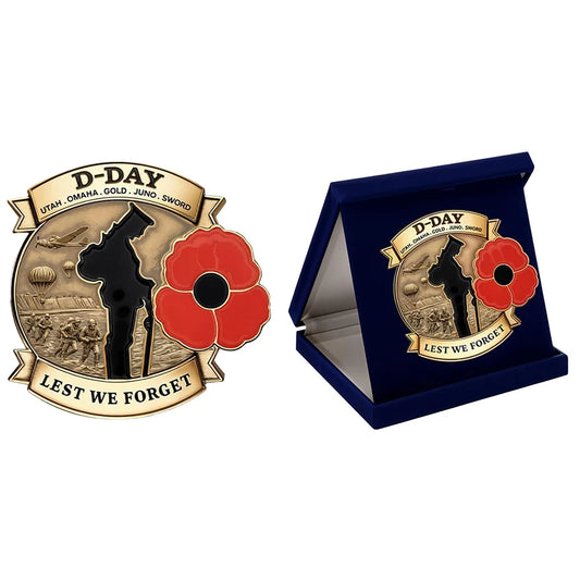 80th D-Day Enamel Lapel Pin with Box Remembrance Memorial Day Badges Pins 1944-2024 Tribute Souvenir Badge Memorabilia Gift