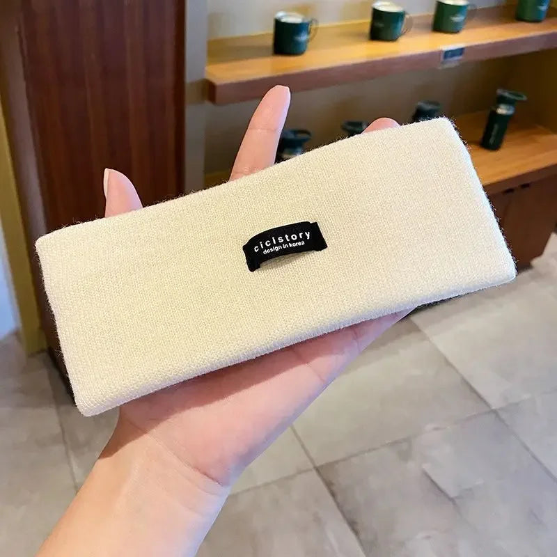 Knitted Headband Headwear Warm Thicken Wide-brim Woolen Headband Hair Accessories Hair Band Hair Band Face Wash Sports Hair Band