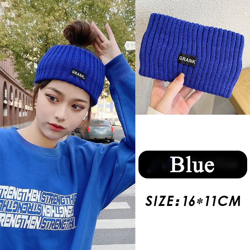 Knitted Headband Headwear Warm Thicken Wide-brim Woolen Headband Hair Accessories Hair Band Hair Band Face Wash Sports Hair Band