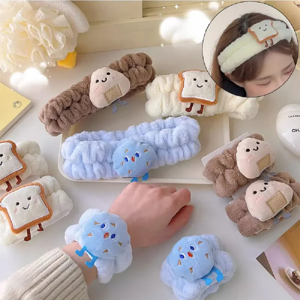 Cute Face Wash Hair Tie Wrist Atrap Children's Hand Washing Moisture-Proof Sleeves Warm Wrist Protection