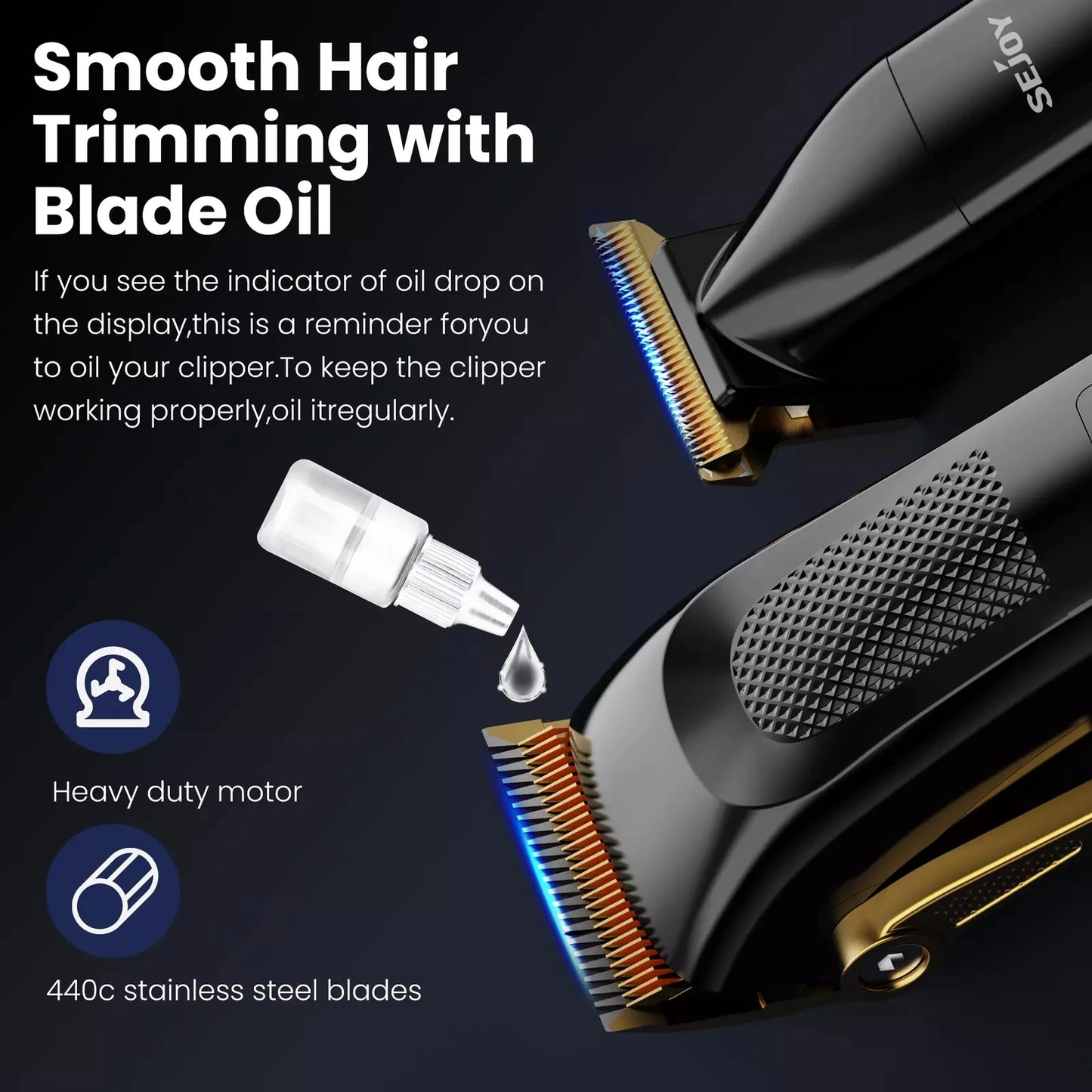 SEJOY 2 Pcs/set Hair Clippers Men Trimmer Kit for Barber Mens Beard Haircut Set Professional Hair Cutting Barber Machines