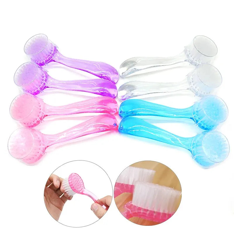 New Plastic Nail Brush Soft Remove Dust Make Up Washing Brushes Dust Round Head Powder Clean With Cap Pedicure